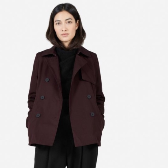 Everlane Jackets & Blazers - EVERLANE fig Maroon Swing trench mini coat sz M